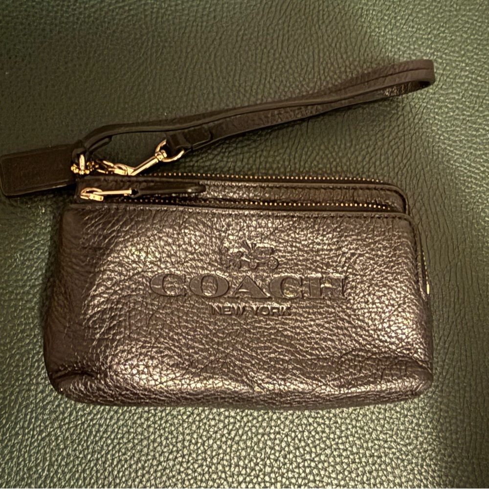Coach Dark Leather Wristlet
